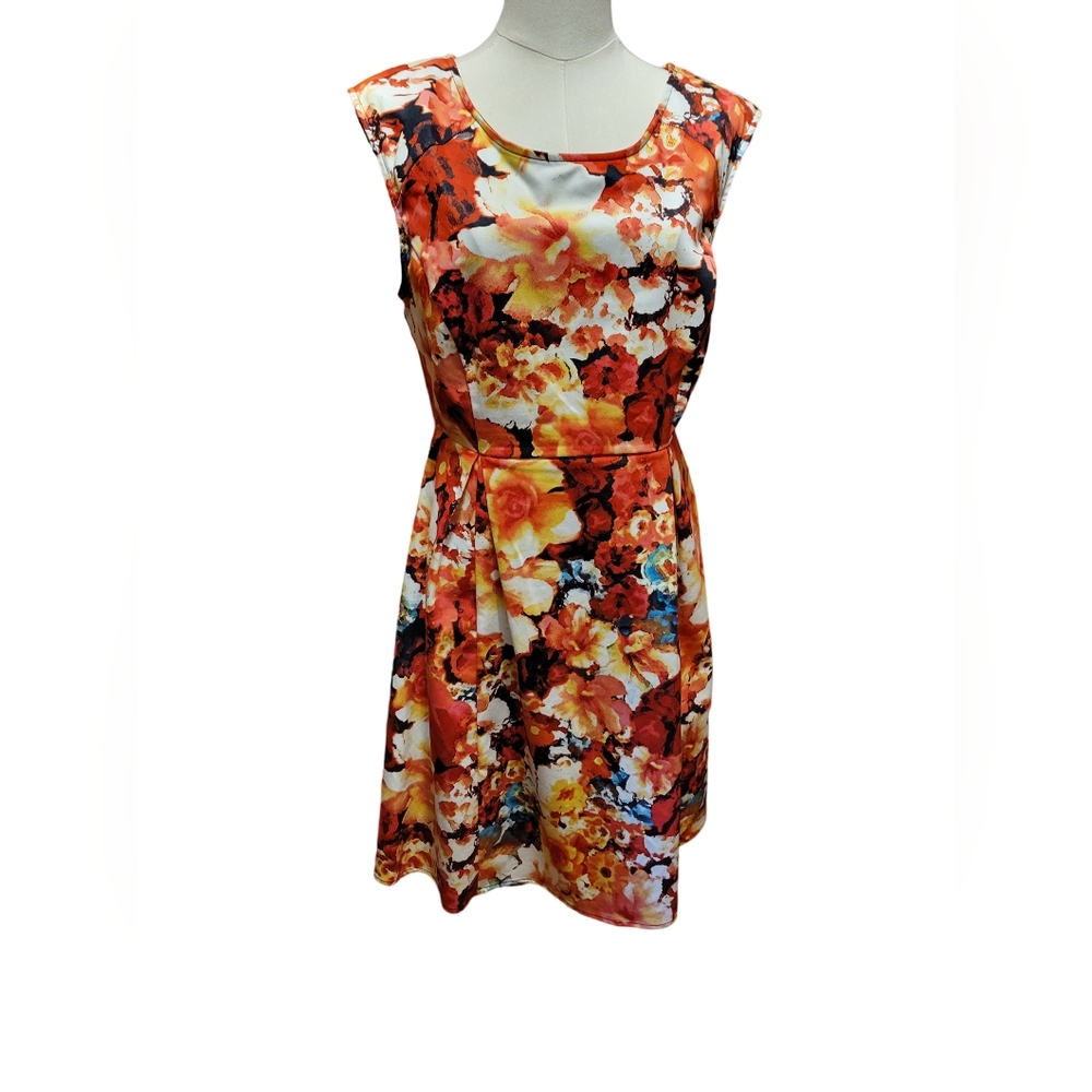 Gorgeous Floral Liz Claiborne A-Line Mini Dress with Cap Sleeves - Size 8